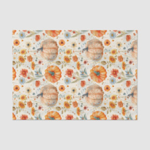 Autumn Pumpkin and Flowers Fall Decoupage Tissue Paper