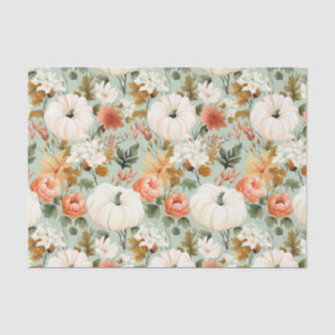 Autumn Pumpkin and Flowers Fall Decoupage Tissue Paper