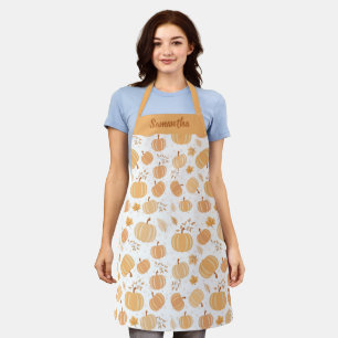 Autumn Pumpkin and Leaf Pastel Pattern Apron
