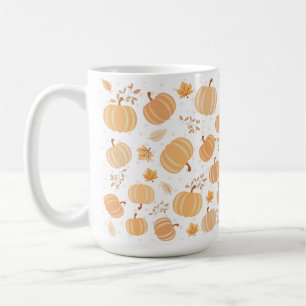 Autumn Pumpkin and Leaf Pastel Pattern Coffee Mug