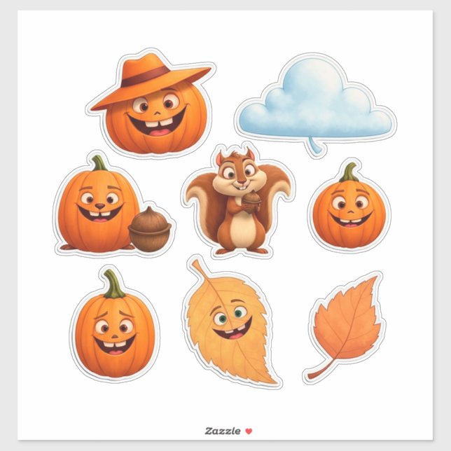 Autumn Pumpkin And Leaf Set For Fall Craft Project (Sheet)