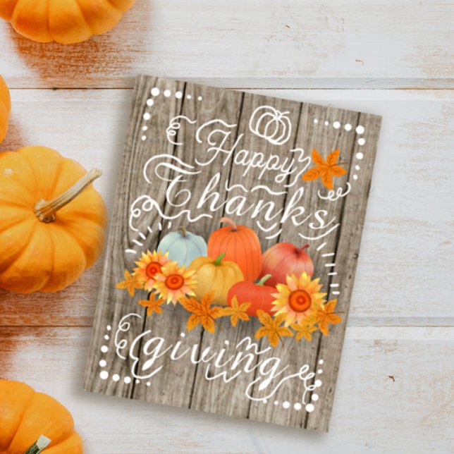 Autumn Pumpkin Ash Pine Holiday Card (Cozy country thanksgiving card)