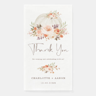Autumn Pumpkin Baby Shower Blush Apricot Floral Pa Napkin