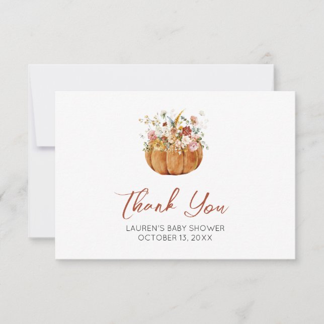 Autumn Pumpkin Baby Shower Thank You Card (Front)