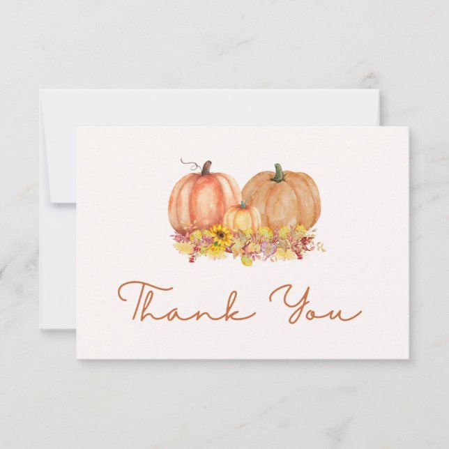 Autumn Pumpkin Baby Shower Thank You Card – Boho (Front)