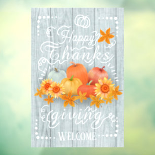 Autumn Pumpkin Blue Pine Window Cling