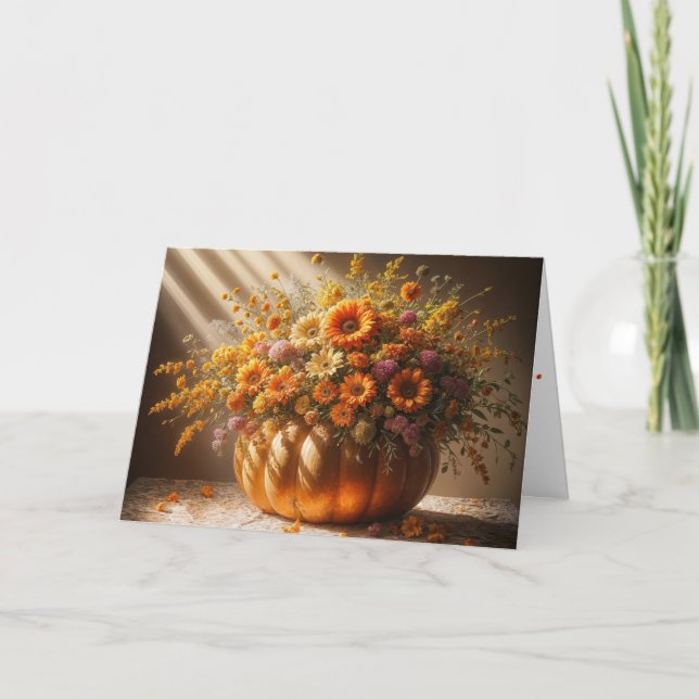 Autumn Pumpkin Bouquet For Birthday Card (Front)