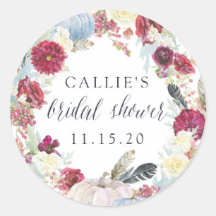 Autumn Pumpkin Bridal Shower Stickers