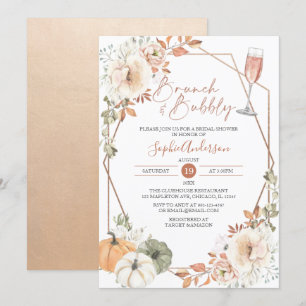 Autumn Pumpkin Brunch & Bubbly Fall Bridal Shower Invitation