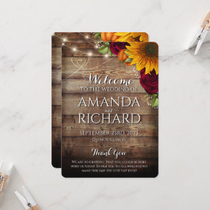 Autumn Pumpkin & Burgundy RosesWedding Program