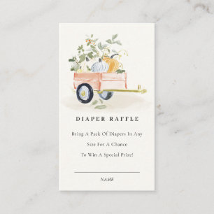 Autumn Pumpkin Cart Diaper Raffle Baby Shower Enclosure Card