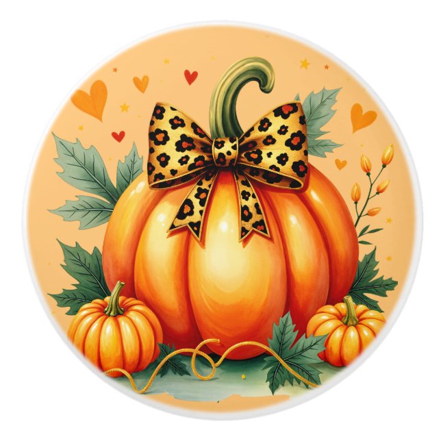 Autumn Pumpkin  Ceramic Knob (Front)