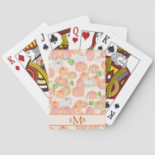 Autumn pumpkin custom monogram fall playing cards