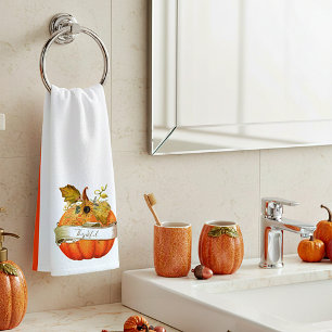 Autumn pumpkin customizeable hand towel