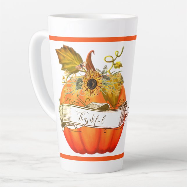 Autumn pumpkin customizeable  latte mug (Left Angle)