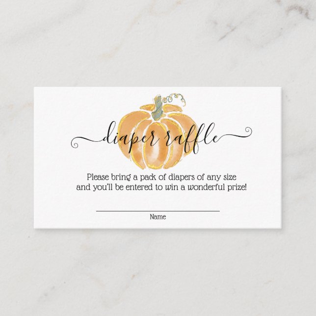 Autumn Pumpkin Diaper Raffle Watercolor Enclosure  (Front)