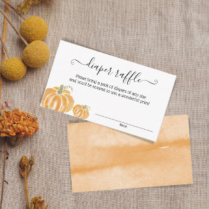 Autumn Pumpkin Diaper Raffle Watercolor Enclosure Card