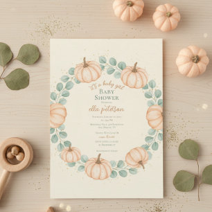 Autumn Pumpkin Eucalyptus Baby Shower Invitation