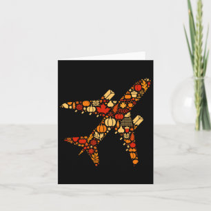 Autumn Pumpkin Fall Aeroplane Thanksgiving Womens  Card