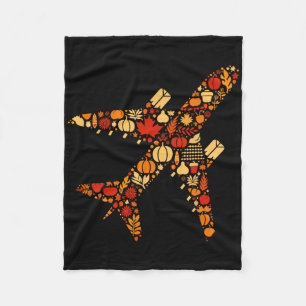 Autumn Pumpkin Fall Aeroplane Thanksgiving Womens Fleece Blanket