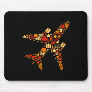 Autumn Pumpkin Fall Aeroplane Thanksgiving Womens Mouse Mat