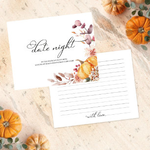 Autumn Pumpkin Fall Bridal Shower Date Night Card