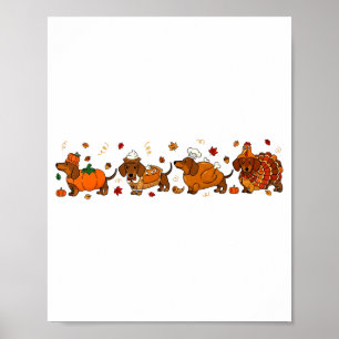 Autumn Pumpkin Fall Dachshund Thanksgiving Womens  Poster