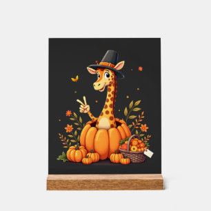 Autumn Pumpkin Fall Giraffe Thanksgiving Womens Me Acrylic Sign