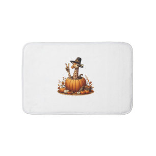 Autumn Pumpkin Fall Giraffe Thanksgiving Womens Me Bath Mat