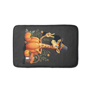 Autumn Pumpkin Fall Giraffe Thanksgiving Womens Me Bath Mat