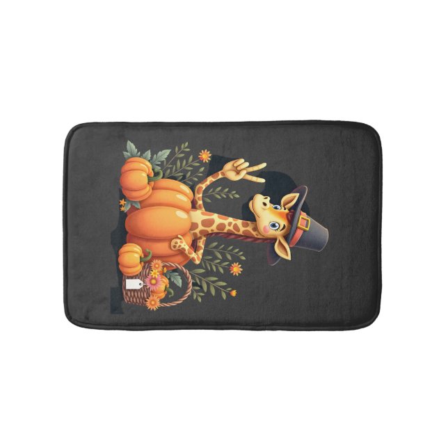 Autumn Pumpkin Fall Giraffe Thanksgiving Womens Me Bath Mat (Front)