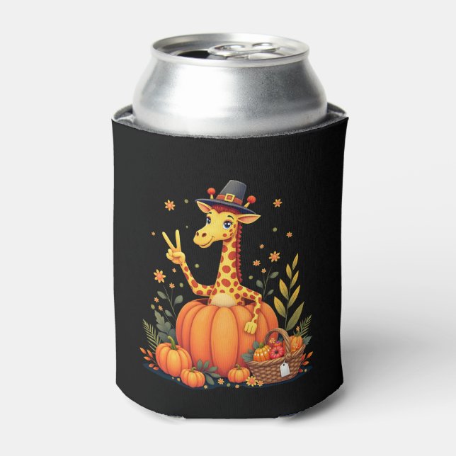 Autumn Pumpkin Fall Giraffe Thanksgiving Womens Me Can Cooler (Can Front)