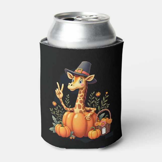 Autumn Pumpkin Fall Giraffe Thanksgiving Womens Me Can Cooler (Can Front)