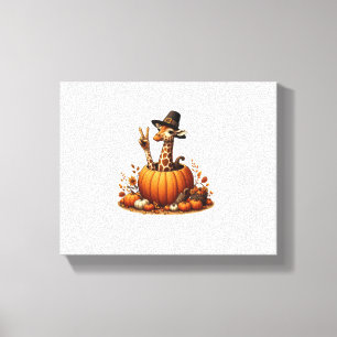 Autumn Pumpkin Fall Giraffe Thanksgiving Womens Me Canvas Print