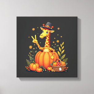 Autumn Pumpkin Fall Giraffe Thanksgiving Womens Me Canvas Print