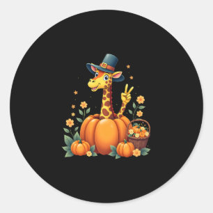 Autumn Pumpkin Fall Giraffe Thanksgiving Womens Me Classic Round Sticker