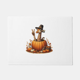 Autumn Pumpkin Fall Giraffe Thanksgiving Womens Me Doormat