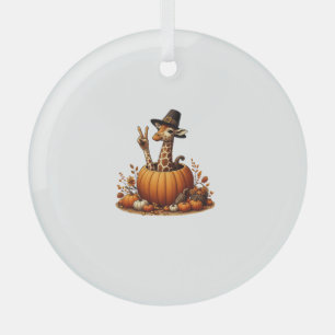 Autumn Pumpkin Fall Giraffe Thanksgiving Womens Me Glass Tree Decoration