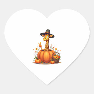Autumn Pumpkin Fall Giraffe Thanksgiving Womens Me Heart Sticker