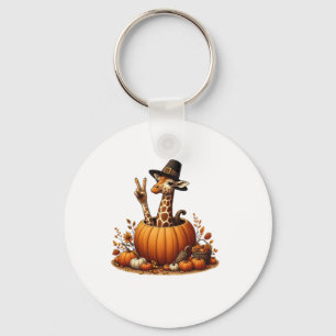 Autumn Pumpkin Fall Giraffe Thanksgiving Womens Me Key Ring