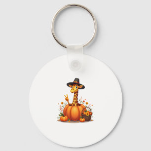 Autumn Pumpkin Fall Giraffe Thanksgiving Womens Me Key Ring