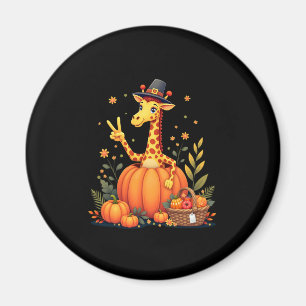 Autumn Pumpkin Fall Giraffe Thanksgiving Womens Me Magnet