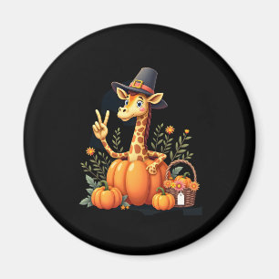 Autumn Pumpkin Fall Giraffe Thanksgiving Womens Me Magnet
