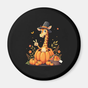 Autumn Pumpkin Fall Giraffe Thanksgiving Womens Me Magnet