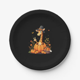 Autumn Pumpkin Fall Giraffe Thanksgiving Womens Me Paper Plate