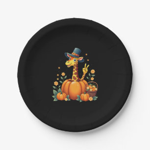 Autumn Pumpkin Fall Giraffe Thanksgiving Womens Me Paper Plate