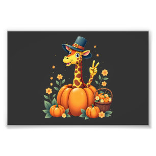 Autumn Pumpkin Fall Giraffe Thanksgiving Womens Me Photo Print