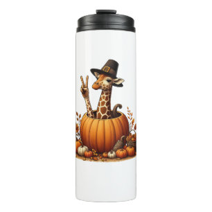 Autumn Pumpkin Fall Giraffe Thanksgiving Womens Me Thermal Tumbler