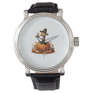 Autumn Pumpkin Fall Giraffe Thanksgiving Womens Me Watch