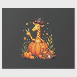 Autumn Pumpkin Fall Giraffe Thanksgiving Womens Me Wrapping Paper